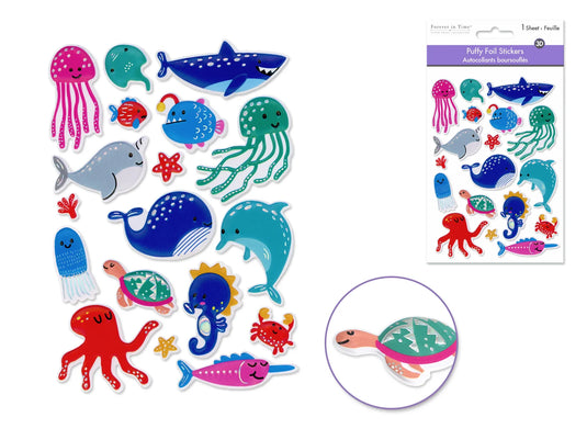 Paper Craft Stickers: 4.3"x6.1" Foil Puffy G) Sea World