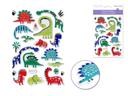 Paper Craft Stickers: 4.3"x6.1" Foil Puffy K) Baby Dinos