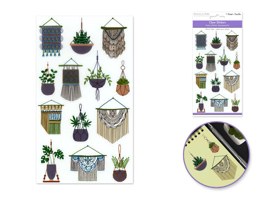 Paper Craft Stickers: 3.9"x6.9" Clear PET B) Macramé