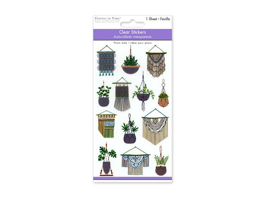 Paper Craft Stickers: 3.9"x6.9" Clear PET B) Macramé