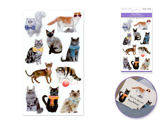 Paper Craft Stickers: 3.9"x6.9" Clear PET D) Cat Posers