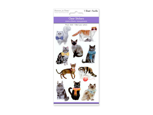 Paper Craft Stickers: 3.9"x6.9" Clear PET D) Cat Posers