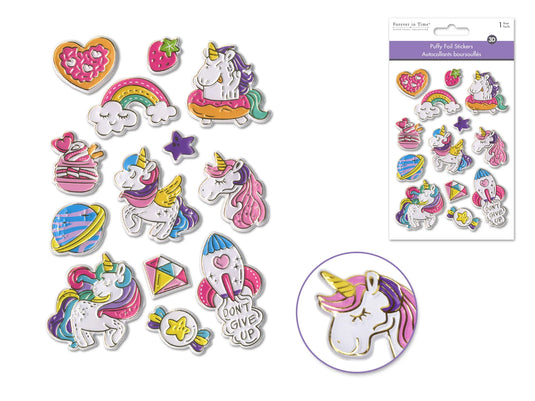 Paper Craft Stickers: 4.3"x6.1" Foil Puffy E) Unicorn