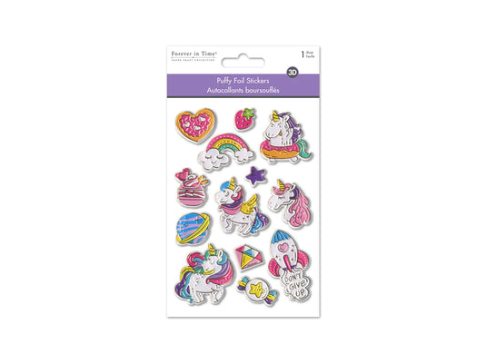 Paper Craft Stickers: 4.3"x6.1" Foil Puffy E) Unicorn