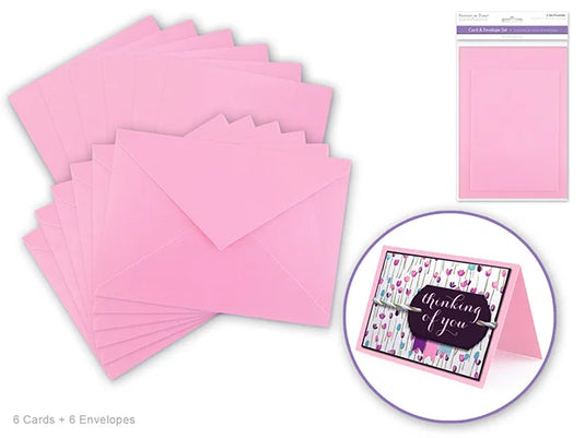 Cardmaking: 4.5"x6" Cards + Envelopes 6sets A6 D) Baby Pink