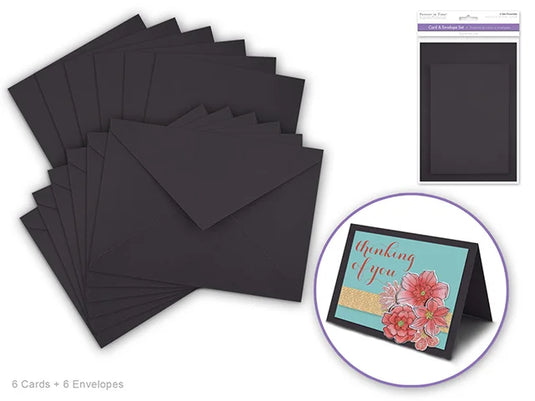 Cardmaking: 4.5"x6" Cards + Envelopes 6sets A6 E) Black