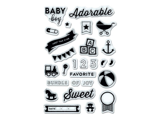 Clear Stamps: 4.3"x6.3" Reusable 03) Baby Boy