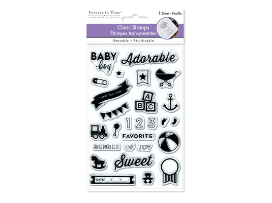 Clear Stamps: 4.3"x6.3" Reusable 03) Baby Boy