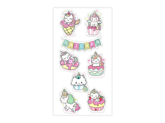 Handmade Sticker: 3D Glitter Cardstock Elements 250gsm L) Unicorn Bday