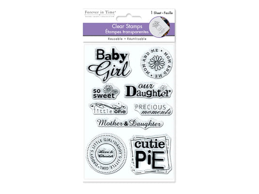 Clear Stamps: 4.3"x6.3" Reusable 05) Baby Girl