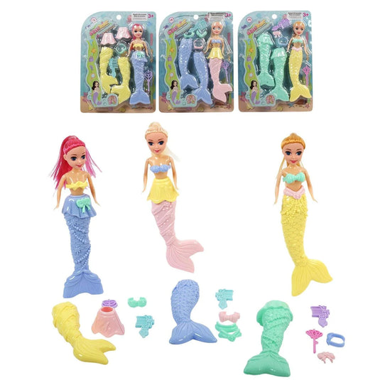 8" Mermaid with Accs., 3 styles, Blister Card