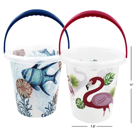 Bucket with Handle Flamingo & Fish Assorted