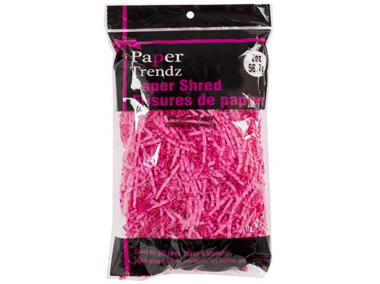 2oz Crinkle Paper Shred, Hot Pink, printed polybag