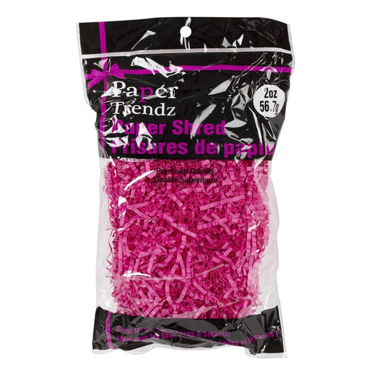 2oz Crinkle Paper Shred, Hot Pink, printed polybag