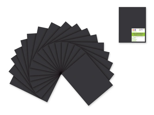 Fun Foam Sheets: 9"x12" Bulk 2mm Barcoded Sheets A) Black