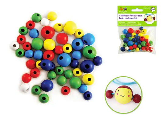 Craftwood: 10mm-16mm Asst Round Beads 50/pk Colored