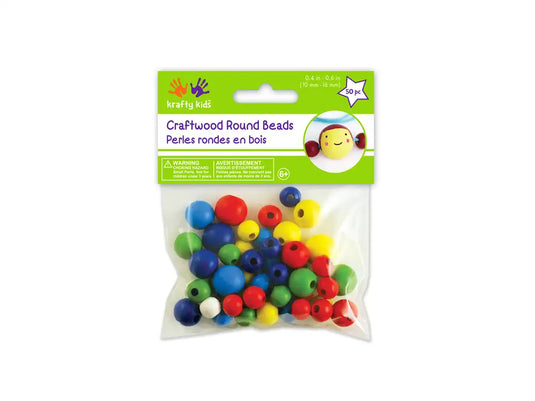 Craftwood: 10mm-16mm Asst Round Beads 50/pk Colored