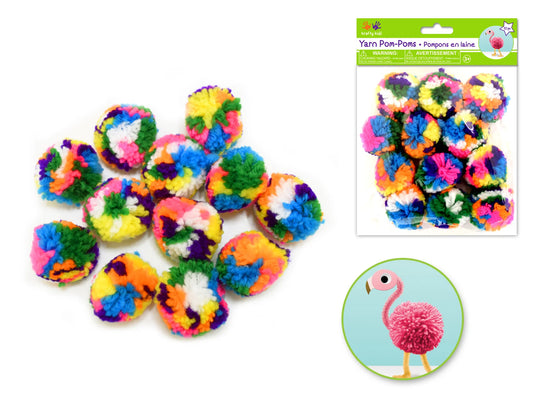 Krafty Kids: 1.5" Yarn-Poms 12pc A) Color-Blend