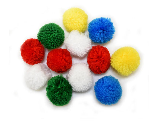 Krafty Kids: 1.5" Yarn-Poms 12pc B) Primary