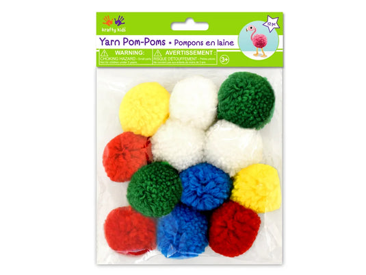 Krafty Kids: 1.5" Yarn-Poms 12pc B) Primary