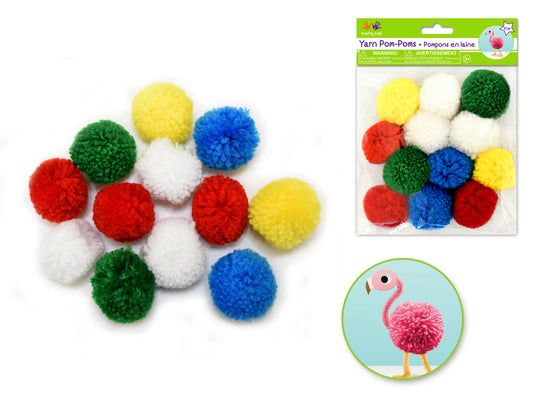 Krafty Kids: 1.5" Yarn-Poms 12pc B) Primary