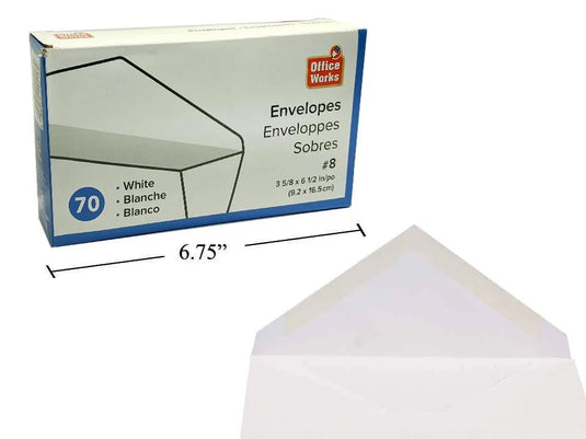 O.WKs. 70-pc #8 White Envelopes, Boxed