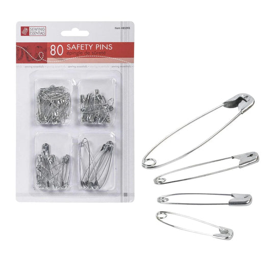 Sewing E. 80-pc Metal Safety Pins Clear b/c