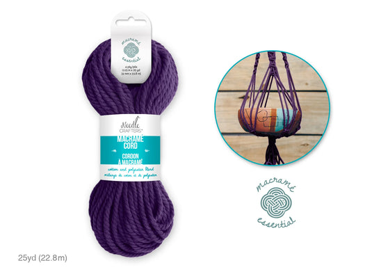 Needlecrafters: 4mm Macramé Cord 25yds (22.8m) I) Lilac