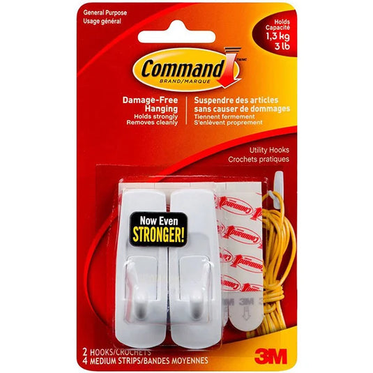 Command Strip Hangers w/Damage Free Hanging 2Pk