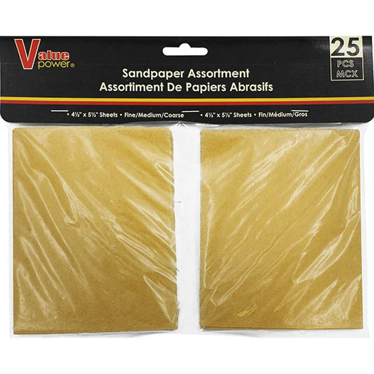 Assorted Sandpaper 25Pk