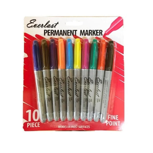 Everlast Permanent Marker 10PK Colors -Fine Tip