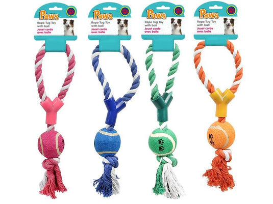 PAWS. 12" Rope Tug Toy w/Ball