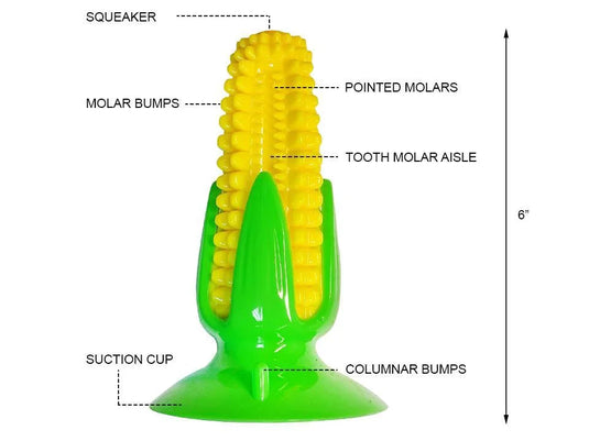 PAWS Suction Cup Corn Pet Toy w/Squeaker, Tag