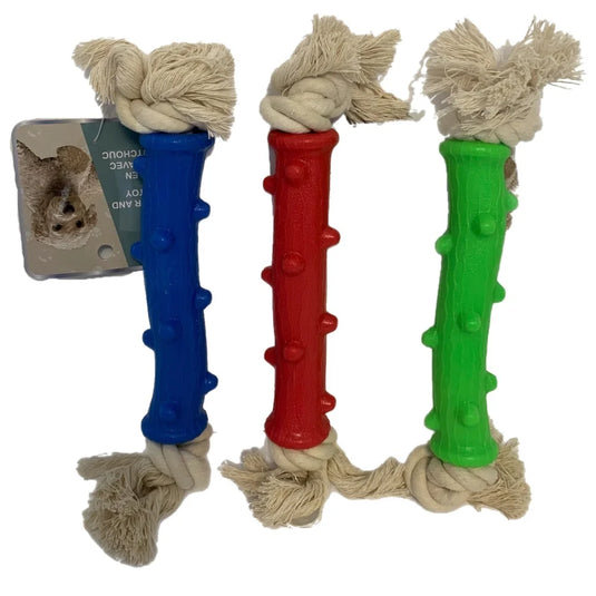 PAW CLUB' DOG TOY W/ RUBBER & ROPE 11.5"