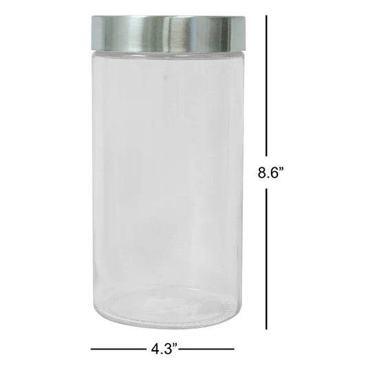 Glass Jar with Stainless Steel Lid 8.5x4.5IN, 1.5L