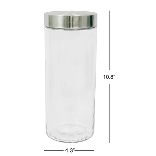 Glass Jar with Stainless Steel Lid 10.5x4.5IN, 2L