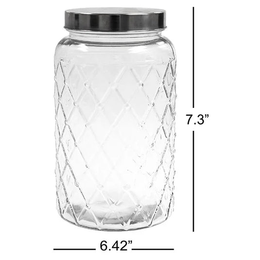 Diamond Patterned Glass Storage Jar 2600ml