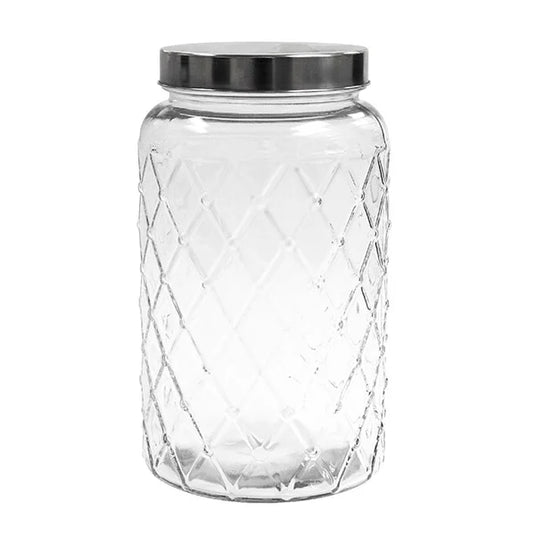 Diamond Patterned Glass Storage Jar 2600ml