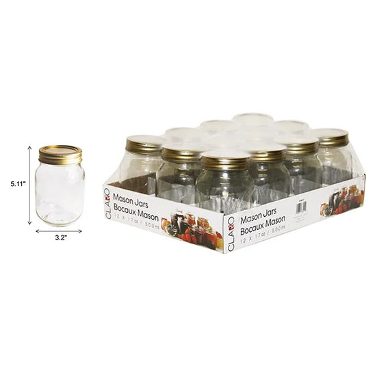 Jar Mason 500ml 12 Pack 2 PC SNAP Lids