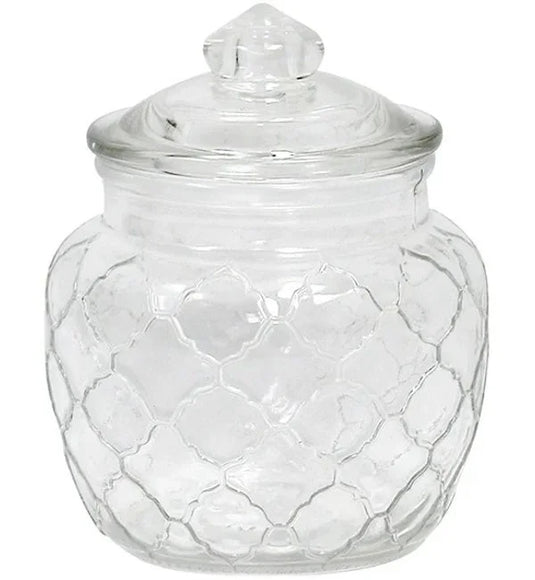 HONEYCOMB GLASS JAR 5.59INx4.45IN