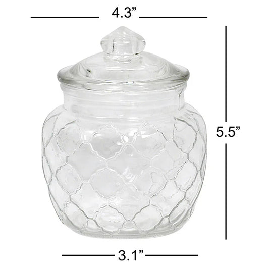 HONEYCOMB GLASS JAR 5.59INx4.45IN