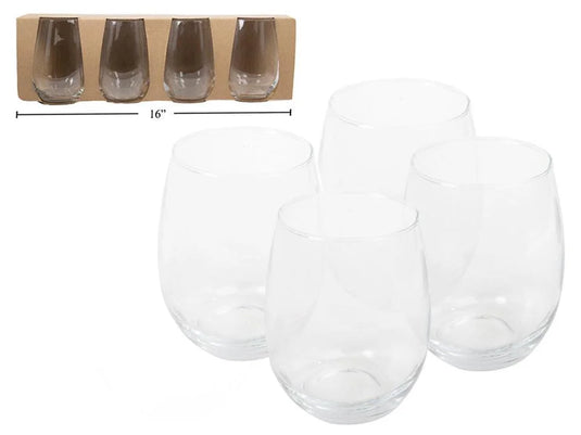 4 Pieces Stemless Wine Glasses Set