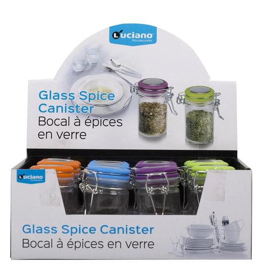 Luciano Glass Spice Canister, 1.78"Dia x 3.5"