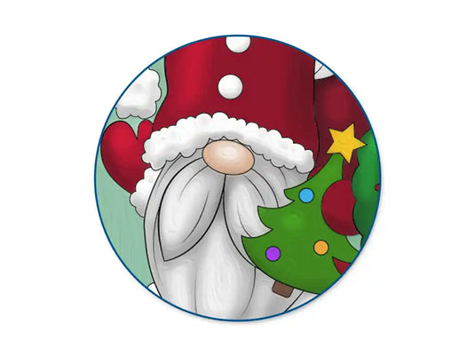 Holiday Canvas: 12"x12" Stretch Artist Printed Back-Stapled F) Gnome Santa