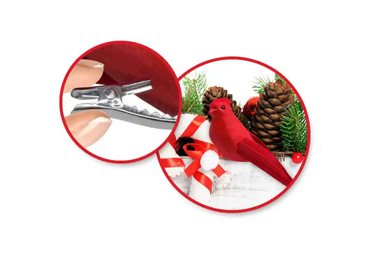 Holiday Decor: 5" Red Cardinals 2pc w/Gator Clip