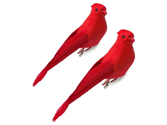 Holiday Decor: 5" Red Cardinals 2pc w/Gator Clip