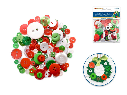 Holiday Button Embellishment: 60g Fashion-Dyed Medley