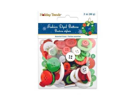 Holiday Button Embellishment: 60g Fashion-Dyed Medley