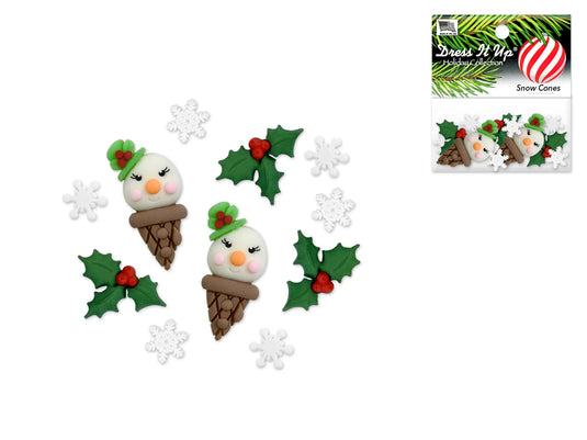 Holiday Paper Craft: Seasonal Dress-It-Up Bits Painted Embellishments 12156 Snow Cones