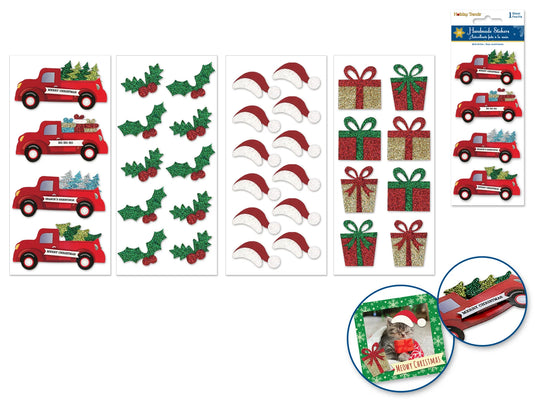 Holiday Stickers: 3"x6.4" 3D Glitter Icons Asst 12eax4styles A) Seasonal Icons